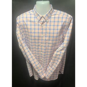 Charles Tyrwhitt Cotton Shirt - Pink‎ & Blue Checked Classic Fit Size Large
